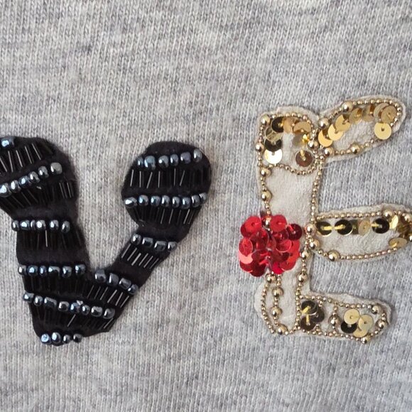 INTERDEE Paris | Wool Cashmere Angora LOVE sweater Appliqued Embellished Sz L - Picture 3 of 7